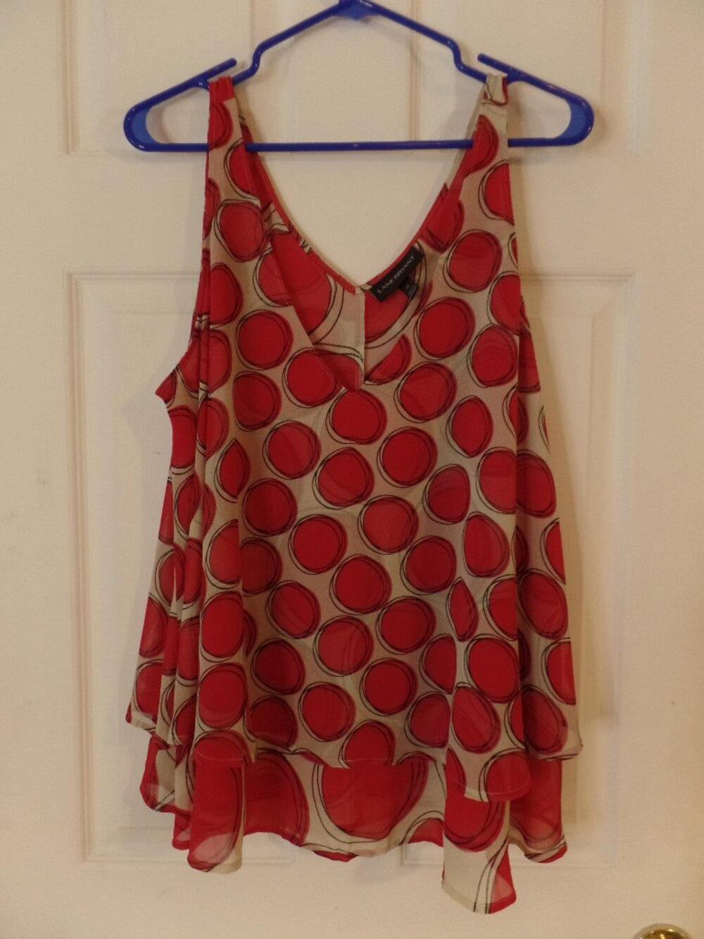 Lane Bryant 18 18W Double Layer Chiffon Swing Camisole Polka Sleeveless Tank Top